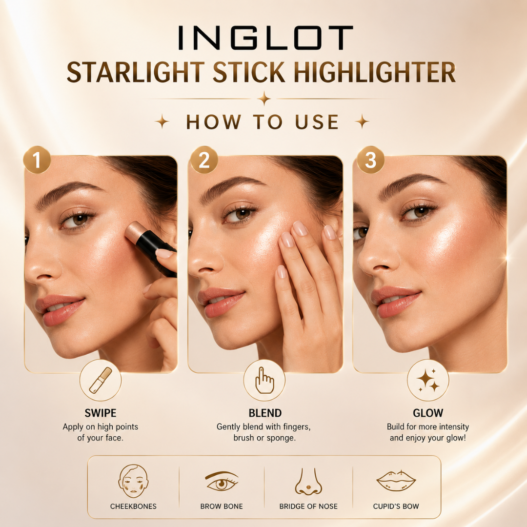 Inglot Starlight Stick Highlighter – 50% OFF – Instant Glow, Creamy Texture & Buildable Shine – Long Lasting, Lightweight Formula – Easy Blend