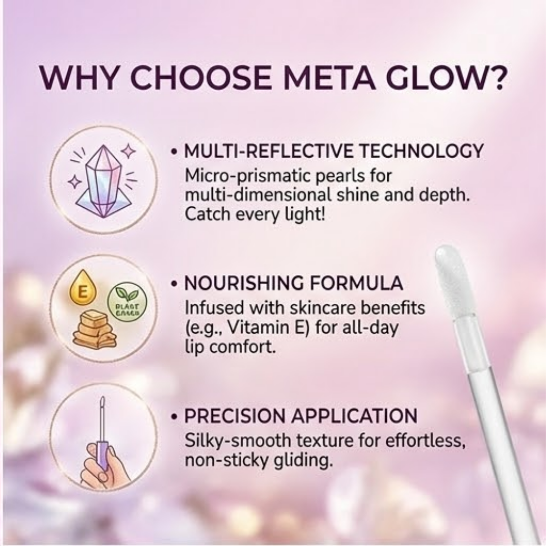 Essence Gloss Metal Glow | Sparkle Reflective Lip Gloss | Glass-Like Shine with Vitamin E (Pack of 3 - Transparent, Pink & Rose)