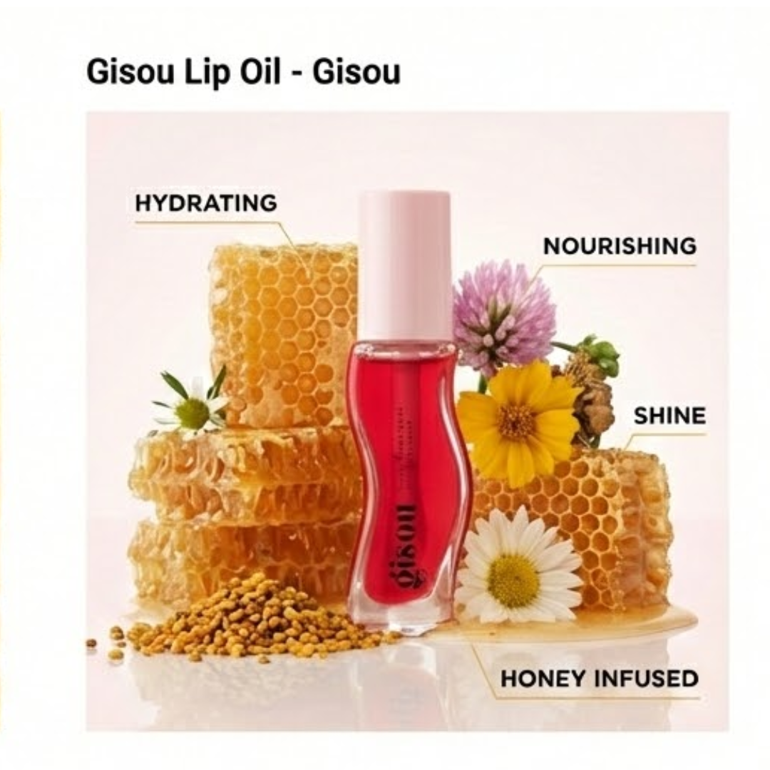 Gisou Honey Infused Revitalizing Lip Oil | Hydrating, Plumping & High-Shine Lip Treatment with Mirsalehi Honey (Pack of 3)