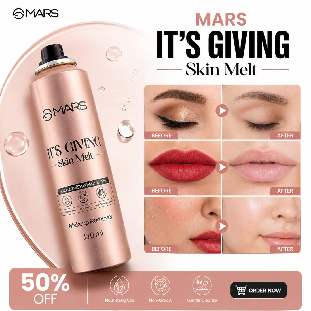MARS It's Giving Skin Melt Makeup Remover Spray – Non-Comedogenic, Alcohol-Free Makeup Remover – Infused with Elixir of Nourishing Oils – Effortlessly Removes Waterproof & Heavy Makeup