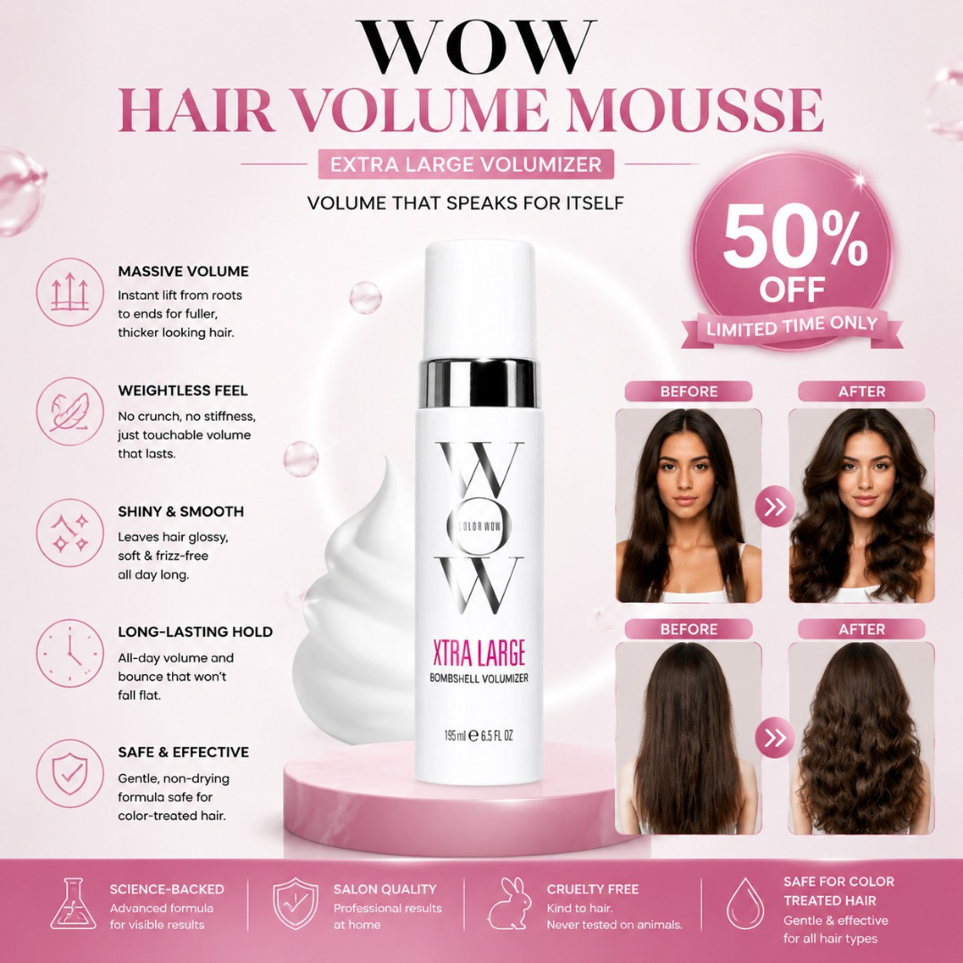 COLOR WOW Xtra Large Bombshell Volumizer – Massive, Long-Lasting Volume – Weightless Feel, No Crunch – Instant Lift from Roots to Ends – Shiny & Smooth – Safe for Color-Treated Hair