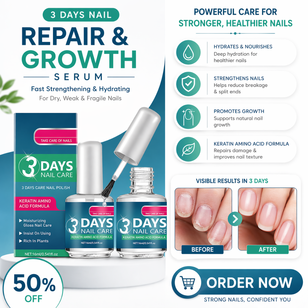 3 Days Nail Repair & Growth Serum – Keratin Amino Acid Formula – 50% OFF – Fast Strengthening & Hydrating – For Dry, Weak & Fragile Nails – Repairs Damage, Promotes Growth
