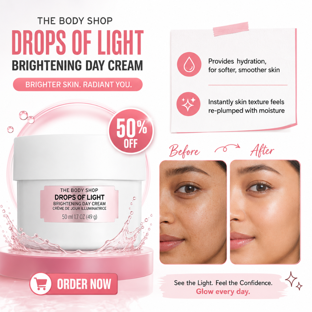 The Body Shop Drops of Light Brightening Day Cream - Brighter Skin, Radiant You – Provides Deep Hydration, Evens Skin Tone, Smooths Texture – Lightweight, Fast-Absorbing