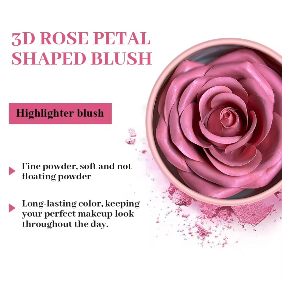3D Rose Blush & Highlighter with Free Blending brush | Multi-purpose Blush + Eyeshadow + highlighter