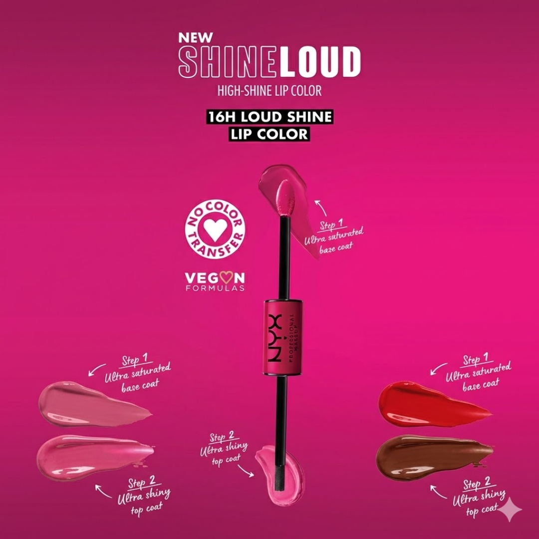 NYX Professional Makeup Shine Loud High-Shine Lip Color Trio | 16H Loud Shine, Zero Transfer, Vegan Formula