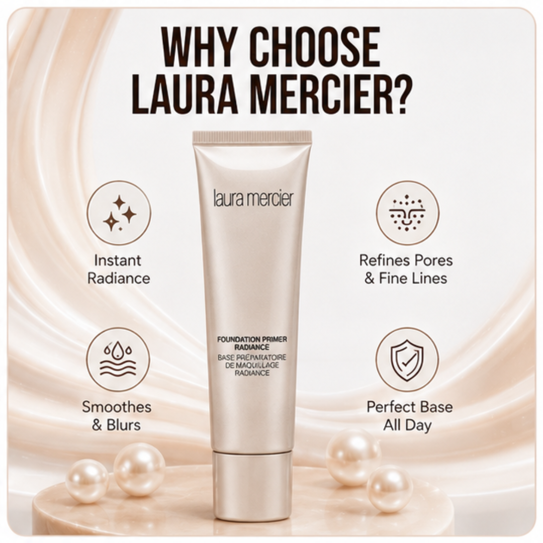 LAURA MERCIER Foundation Primer Radiance – Flawless Base, Radiant Finish – Instant Radiance, Smoothes & Blurs, Refines Pores & Fine Lines – Perfect Base All Day