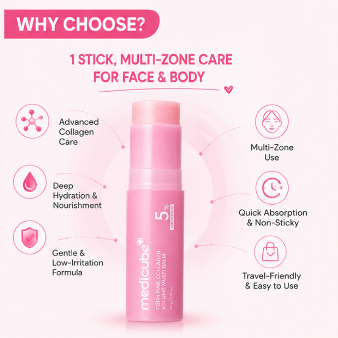 Medicube PDRN Pink Collagen Volume Multi Balm Stick – Plumps Hollow Areas, Improves Firmness & Elasticity – For Under-Eye Hollowness, Cheek Volume Loss, Smile Lines & Fine Lines
