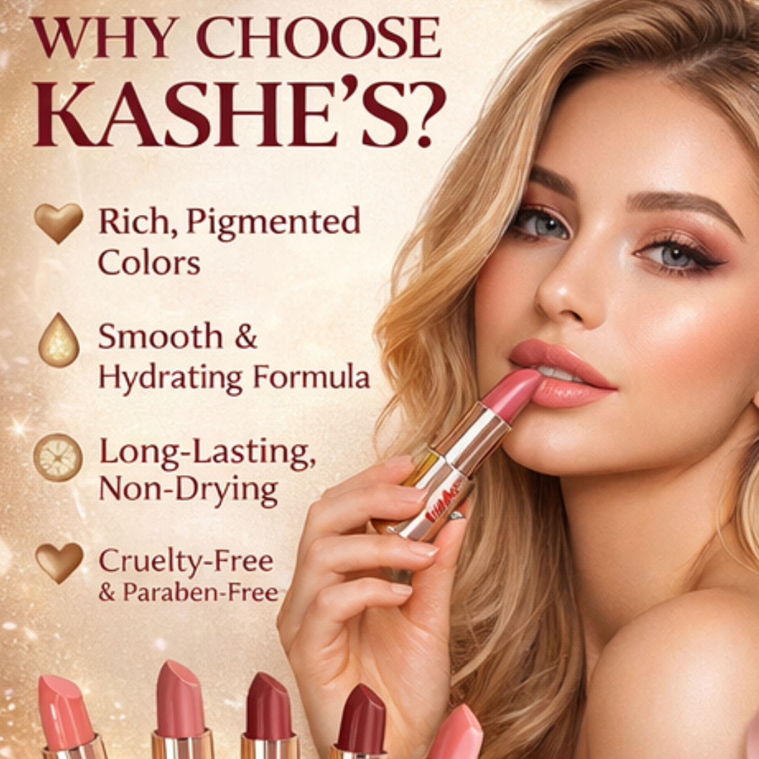 Kashe's Luxury Lipstick Collection | Rich Pigment, Smooth Hydration, Long-Lasting Wear