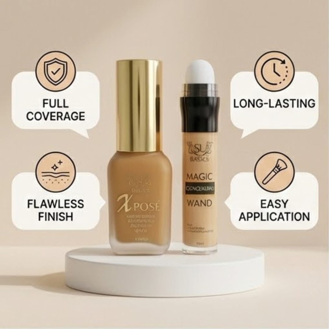 Flawless Base Bundle SL Basics Xpose Foundation + Magic Concealing Wand + FREE Beauty Blender