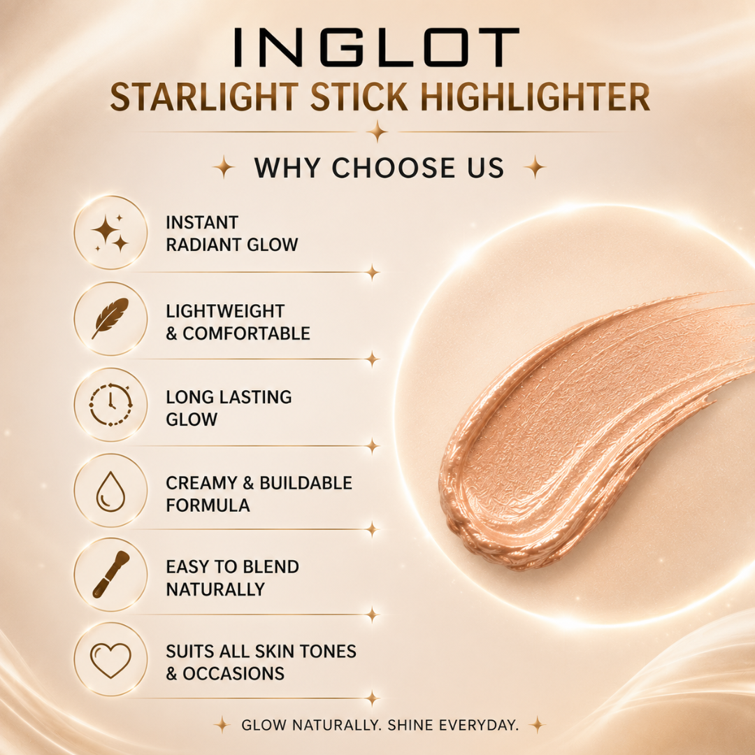 Inglot Starlight Stick Highlighter – 50% OFF – Instant Glow, Creamy Texture & Buildable Shine – Long Lasting, Lightweight Formula – Easy Blend