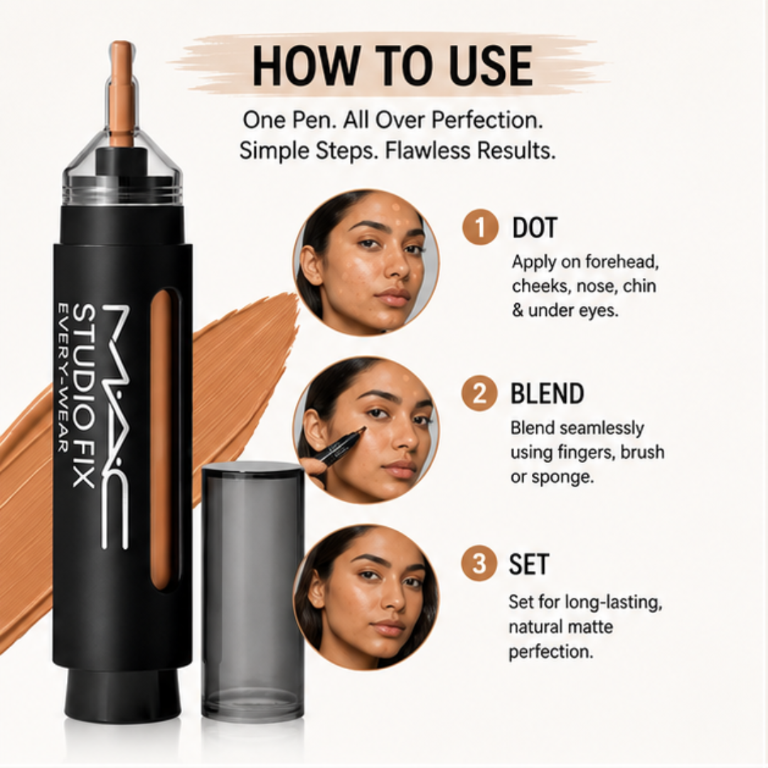 MAC Studio Fix Every Wear All Over Face Pen – High Coverage Foundation, Concealer & All Over Face Pen – All-in-One – 24HR Wear, Water & Sweat Resistant, Transfer Resistant – Natural Matte Finish