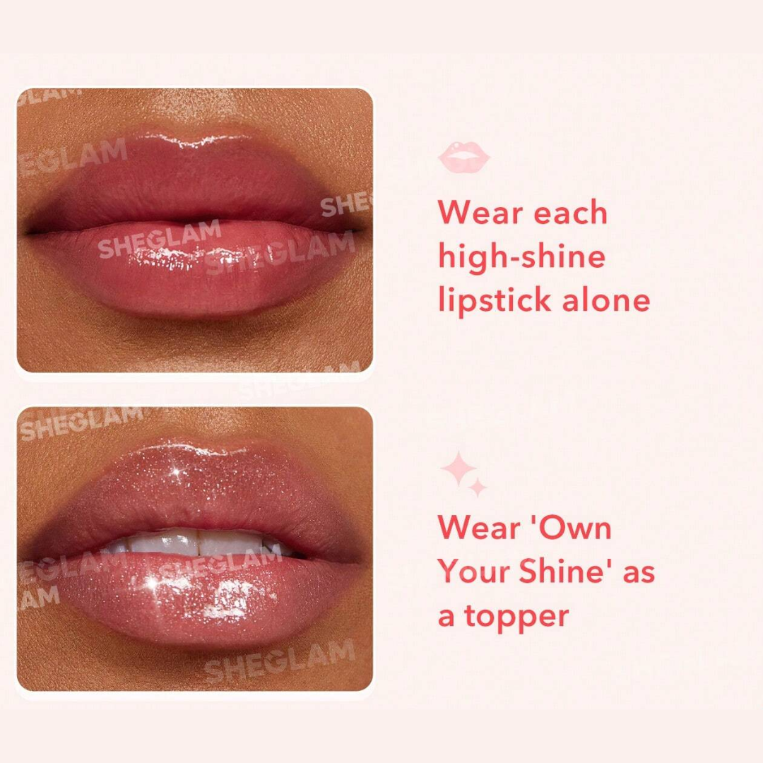SHEGLAM Mirror Kiss High-Shine Lipstick Combo | Pack of 3 | Buildable Glossy Color + Skin-Friendly Oils