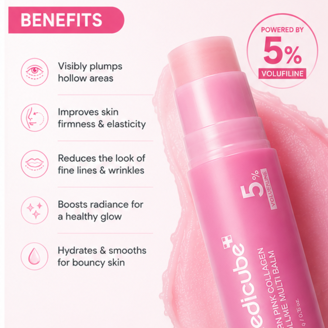Medicube PDRN Pink Collagen Volume Multi Balm Stick – Plumps Hollow Areas, Improves Firmness & Elasticity – For Under-Eye Hollowness, Cheek Volume Loss, Smile Lines & Fine Lines