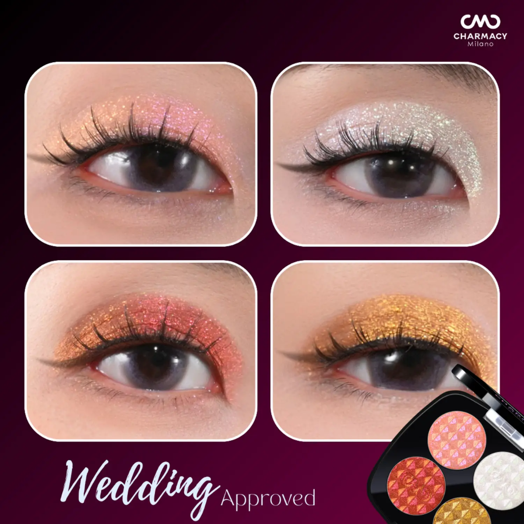 CHARMACY Milano Insane Quad Palette | 4-in-1 Multichrome Eyeshadow | Intense Shift, Soft Blend, Wedding & Festive Approved
