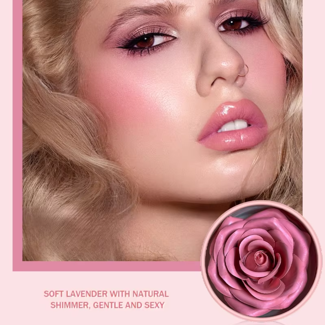 3D Rose Blush & Highlighter with Free Blending brush | Multi-purpose Blush + Eyeshadow + highlighter