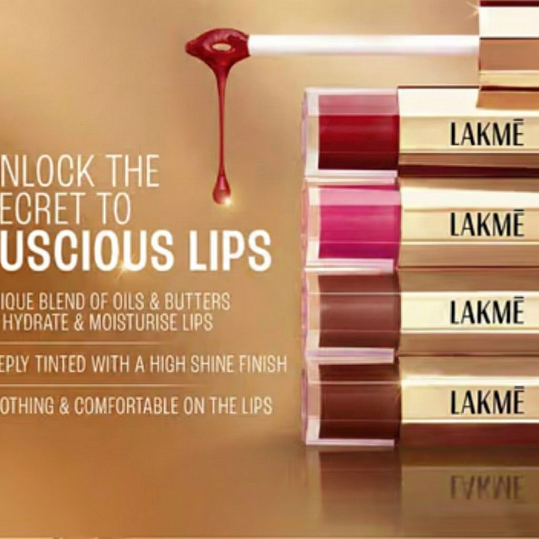 Lakmé 9To5 Tinted Lip Oil | Intense Color & Hydration with Hyaluronic Acid, Jojoba & Almond Oils