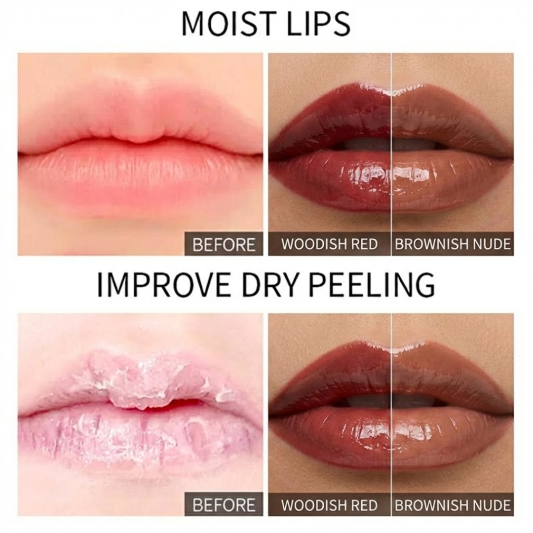 Rare Beauty Soft Pinch Tinted Lip Oil – Pack of 2 | Moisture-Rich, Plumping & Lightweight Lip Gloss in Woodish Red & Brownish Nude