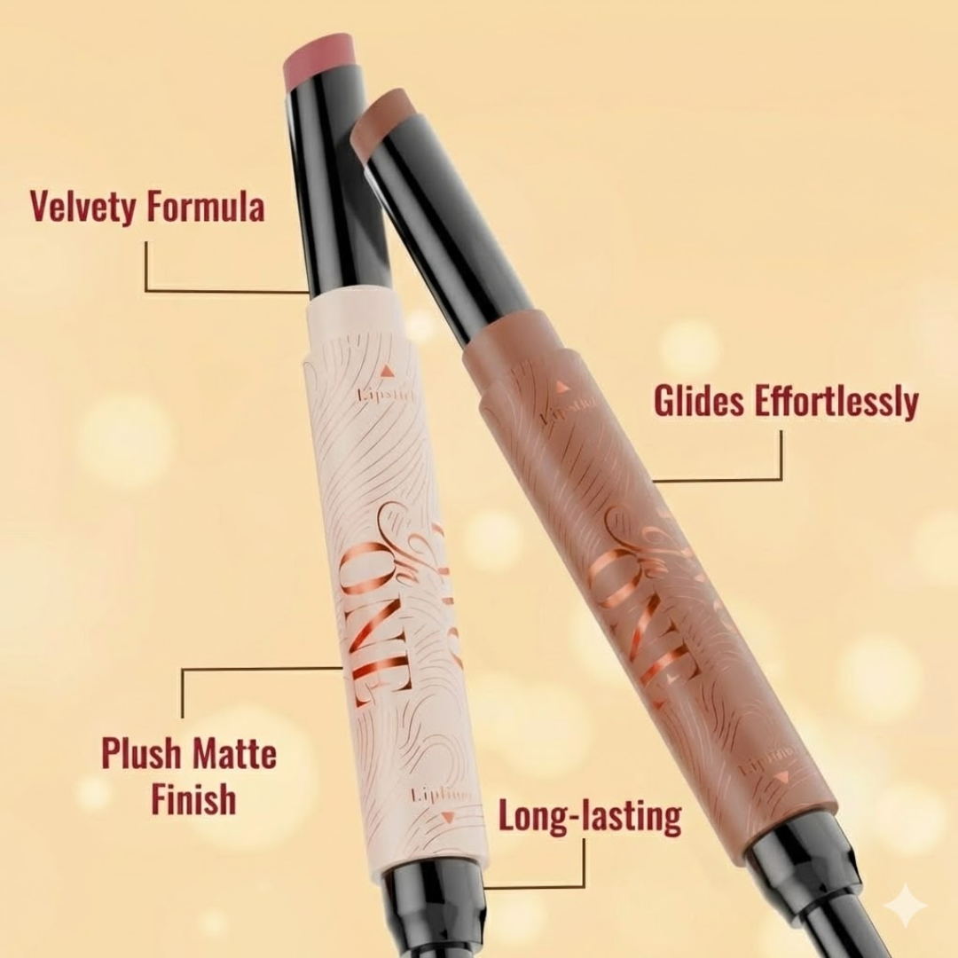 Glaze & Gloss 2-in-1 Lip duo deal | Matte 2-in-1 lip liner + High Shine Gloss | Long-lasting & waterproof