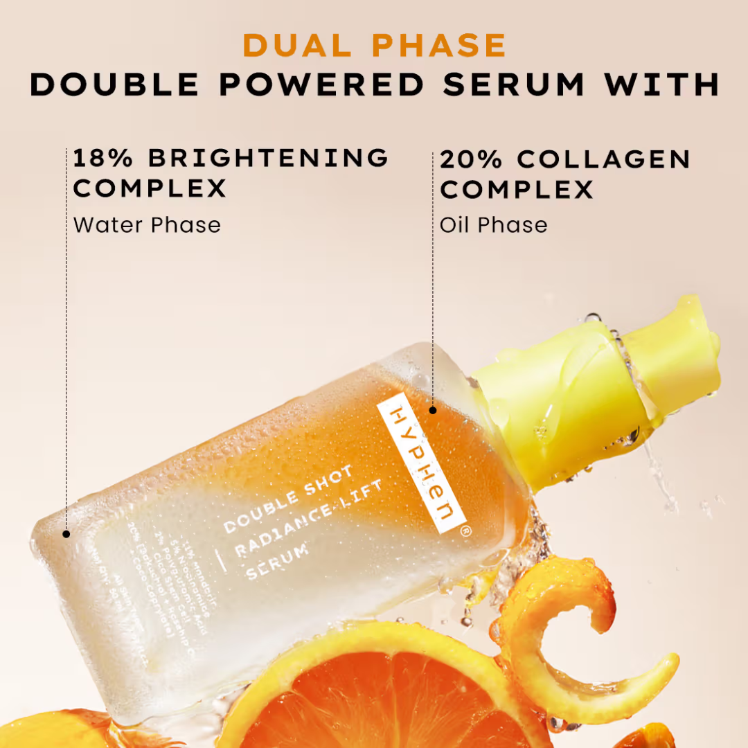 HYPHEN Double Shot Radiance-Lift Serum | Dual Phase Brightening + Collagen Booster | Reduces Fine Lines & Wrinkles