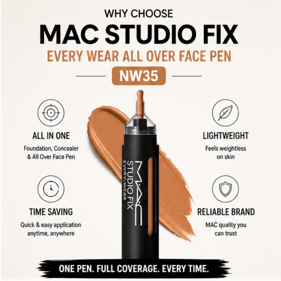 MAC Studio Fix Every Wear All Over Face Pen – High Coverage Foundation, Concealer & All Over Face Pen – All-in-One – 24HR Wear, Water & Sweat Resistant, Transfer Resistant – Natural Matte Finish