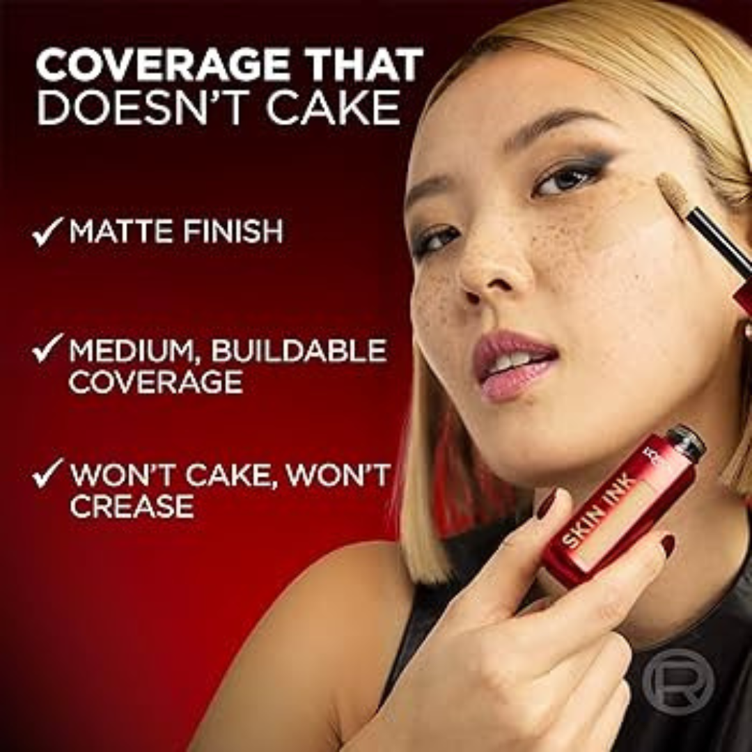 L'Oréal Paris Skin Ink 2-in-1 Foundation + Concealer | 48H Longwear, Matte Smooth Finish | Buildable Coverage, Waterproof & Sweatproof