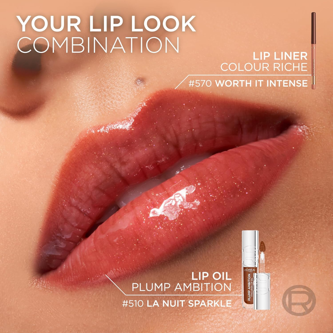 L'Oréal Paris Plump Ambition Hyaluron Lip Oil Trio | Plumping, Hydrating & High-Shine Lip Gloss Set