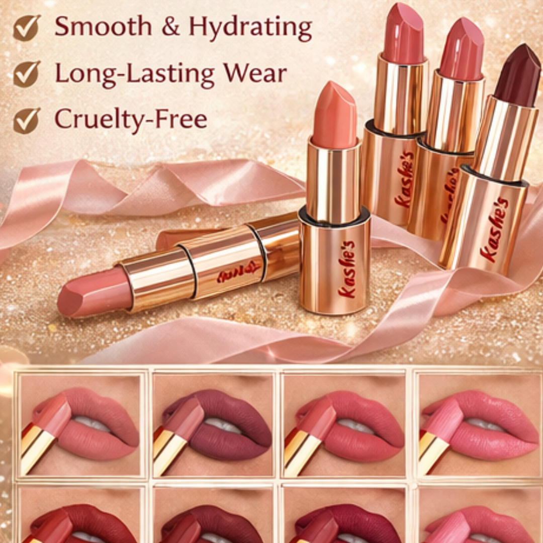 Kashe's Luxury Lipstick Collection | Rich Pigment, Smooth Hydration, Long-Lasting Wear