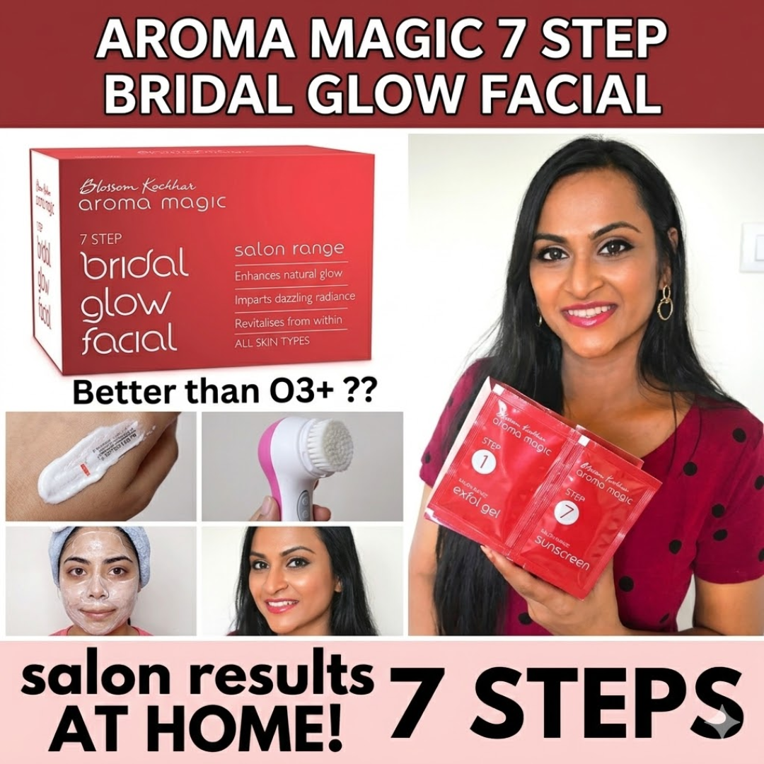 Aroma 7-Steps Magic Bridal Glow Facial Kit | Remove all impurities & blackheads in just single use | Bride like Glow at Home & Natural ingredients best for all Skin types