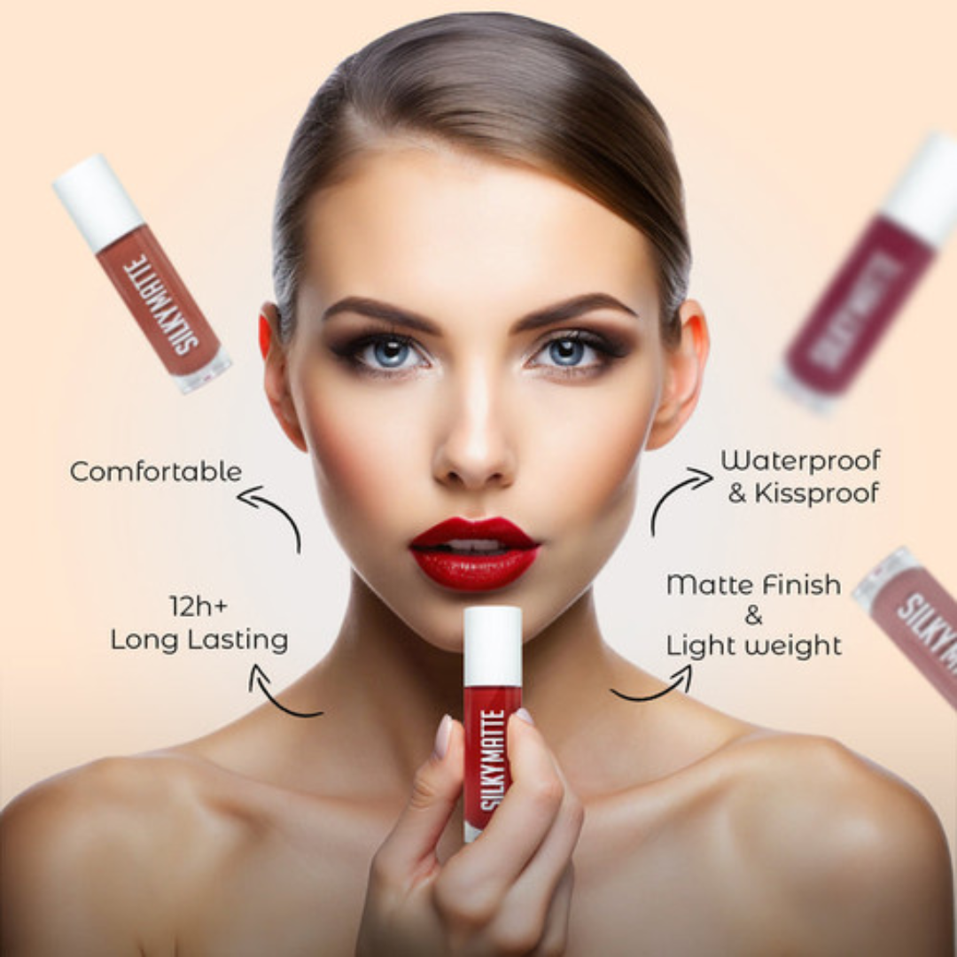 SilkyWhite Silky Matte Lipstick Trio Set | Pack of 3 Liquid Matte Lipsticks | Waterproof & Long Lasting