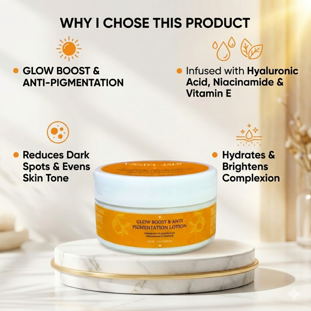 Glow Boost & Anti-Pigmentation Lotion | Niacinamide + Vitamin E + Hyaluronic Acid | Brightening, Hydrating & Dark Spot Corrector