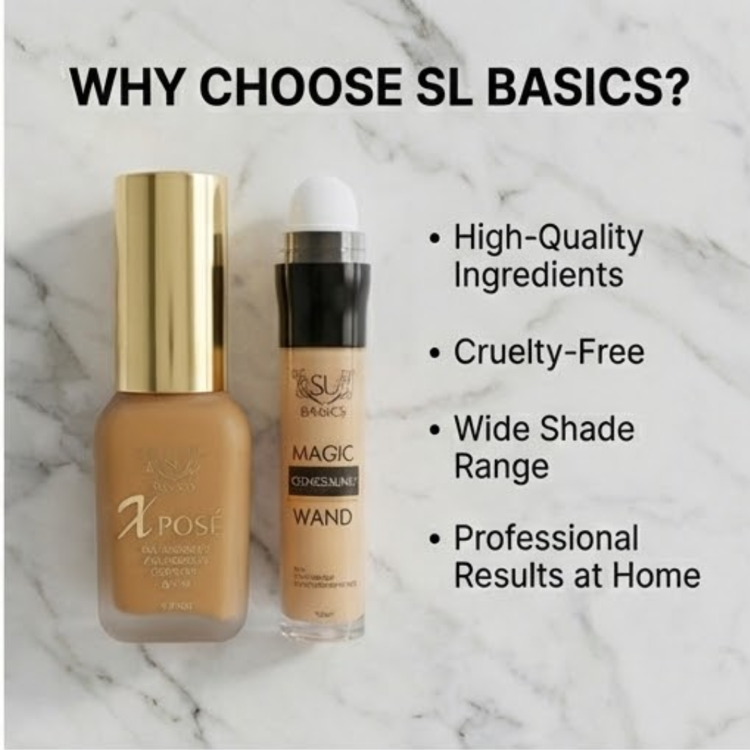 Flawless Base Bundle SL Basics Xpose Foundation + Magic Concealing Wand + FREE Beauty Blender