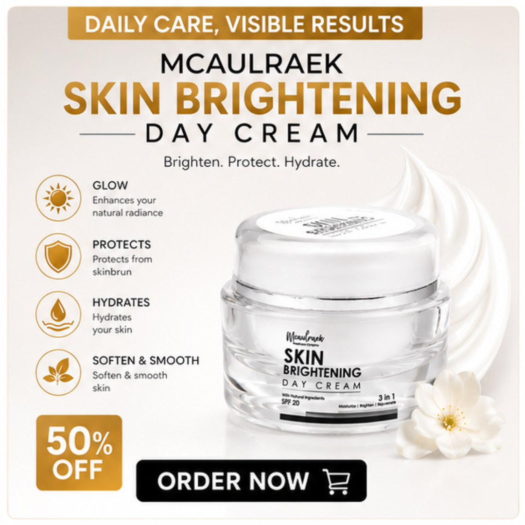Mcaulraek Skin Brightening Day Cream – Brighten, Protect & Hydrate – 3-in-1 Moisturizer, Brightener & Rejuvenator – SPF 20 – Enhances Natural Radiance, Shields from UV & Skinbrun
