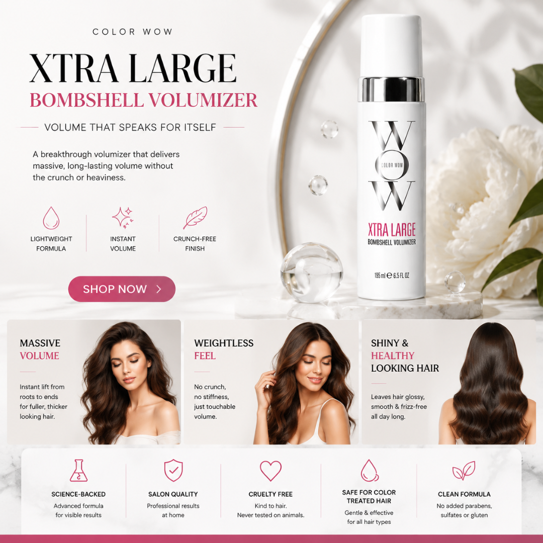 COLOR WOW Xtra Large Bombshell Volumizer – Massive, Long-Lasting Volume – Weightless Feel, No Crunch – Instant Lift from Roots to Ends – Shiny & Smooth – Safe for Color-Treated Hair