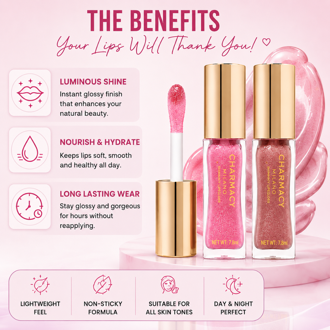 Charmacy Milano Shinny Lipgloss – High Shine, Hydrating & Non-Sticky - Buy 1 Get 1 FREE