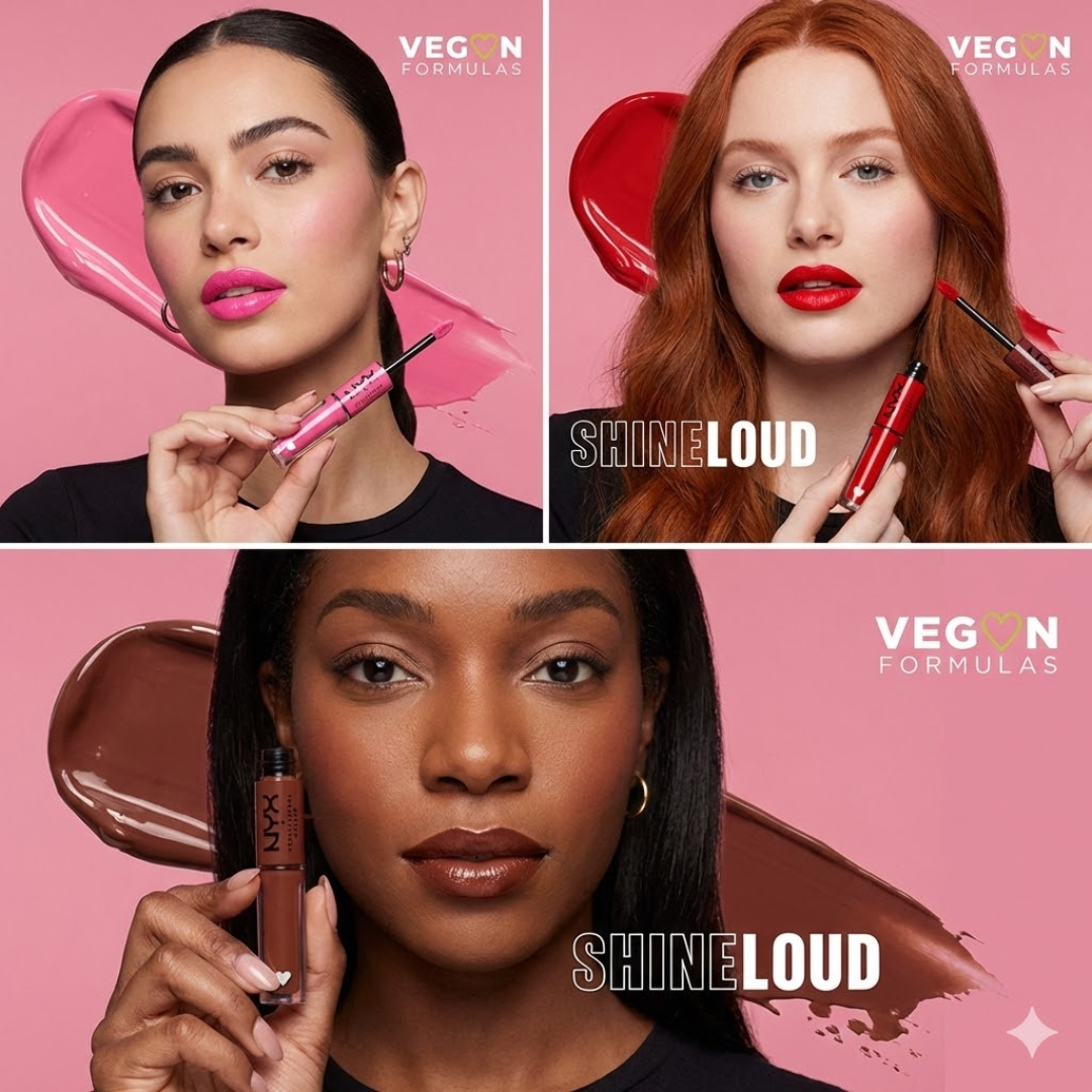 NYX Professional Makeup Shine Loud High-Shine Lip Color Trio | 16H Loud Shine, Zero Transfer, Vegan Formula