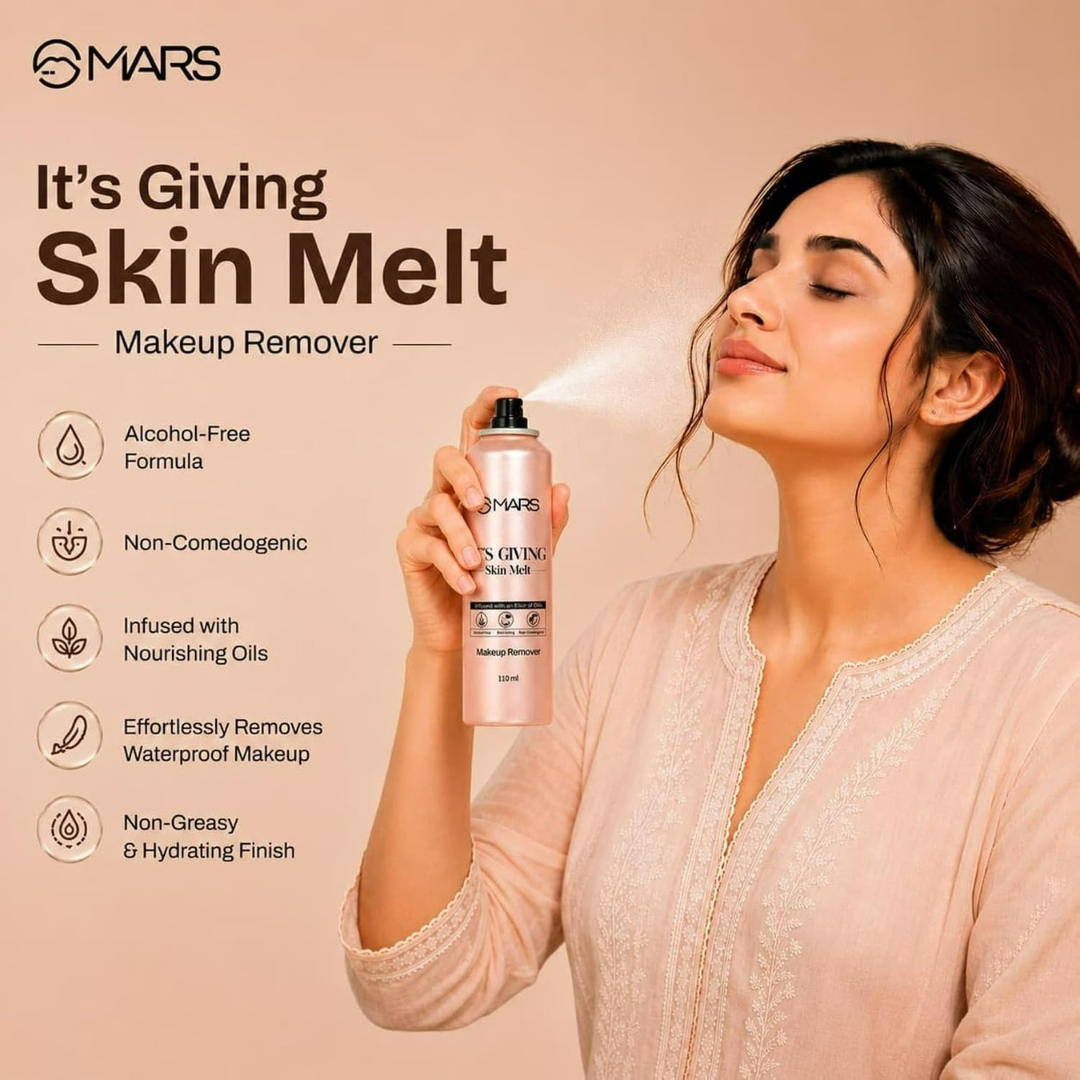 MARS It's Giving Skin Melt Makeup Remover Spray – Non-Comedogenic, Alcohol-Free Makeup Remover – Infused with Elixir of Nourishing Oils – Effortlessly Removes Waterproof & Heavy Makeup