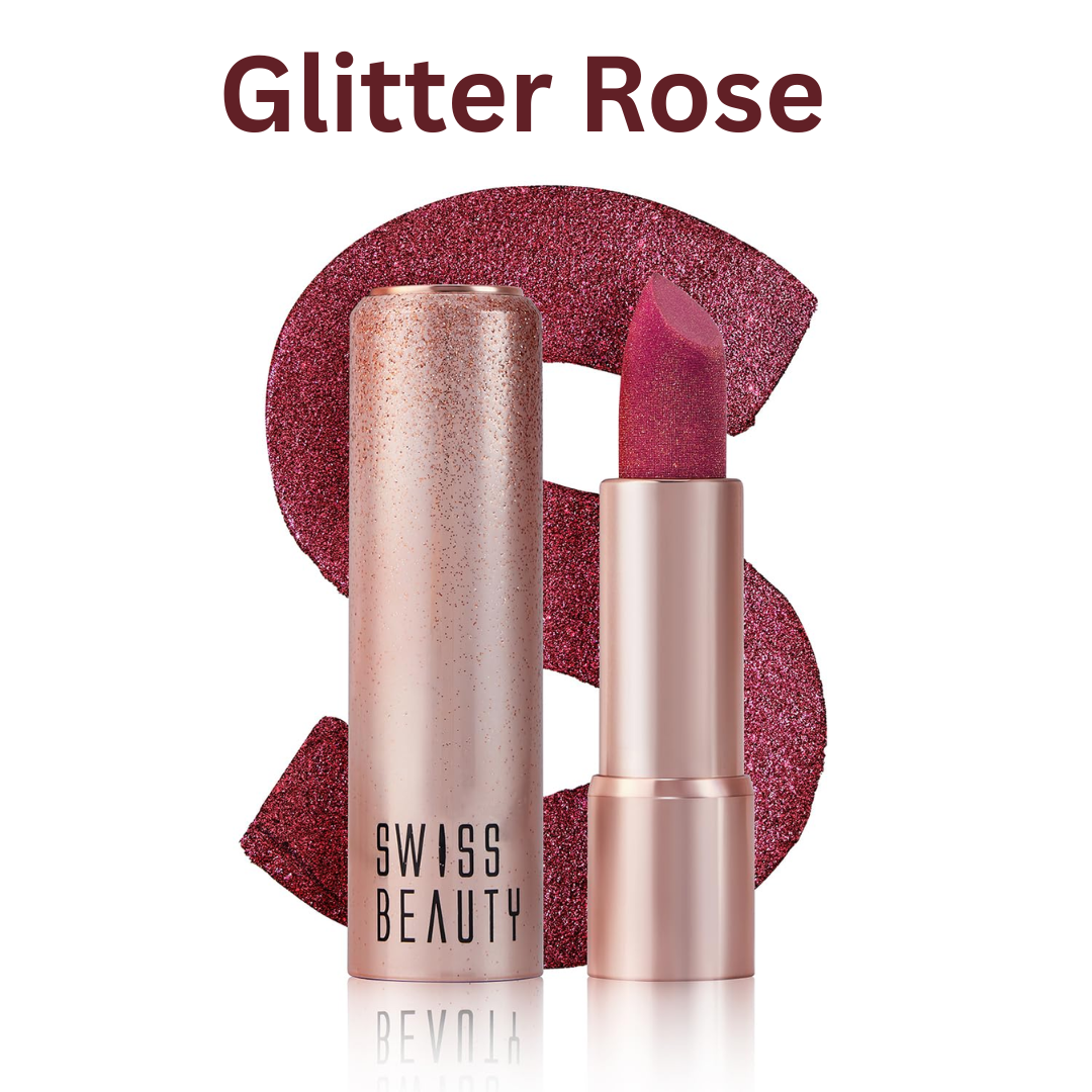 Swiss Beauty Glitter Lipstick Pack of 3 | Nourishing Vitamin C Formula, Long-Lasting Shimmer & Glittery Finish