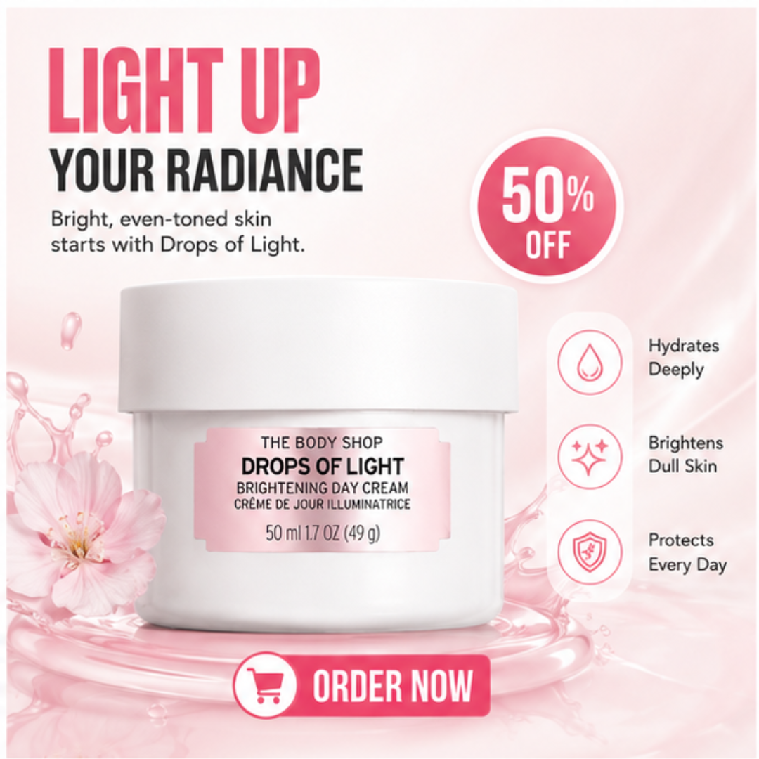The Body Shop Drops of Light Brightening Day Cream - Brighter Skin, Radiant You – Provides Deep Hydration, Evens Skin Tone, Smooths Texture – Lightweight, Fast-Absorbing