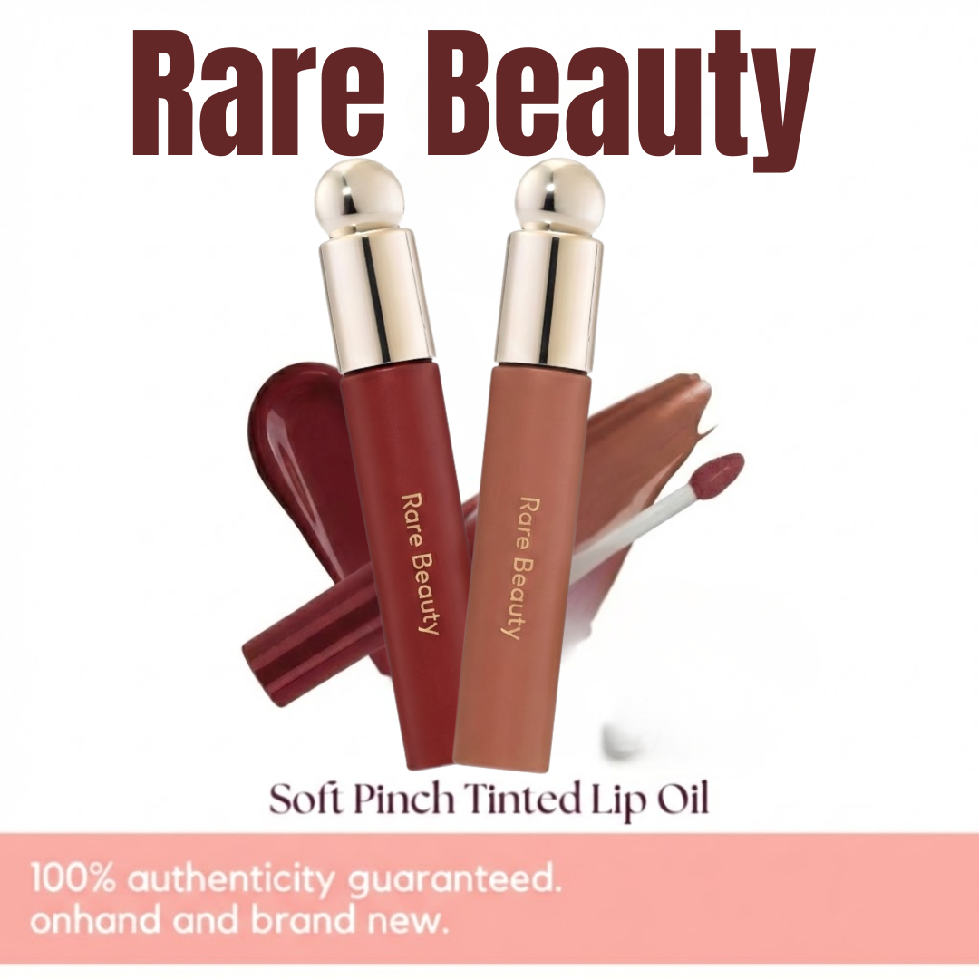 Rare Beauty Soft Pinch Tinted Lip Oil – Pack of 2 | Moisture-Rich, Plumping & Lightweight Lip Gloss in Woodish Red & Brownish Nude