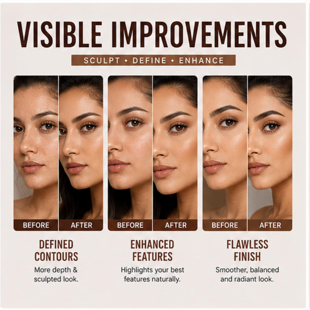 Musarrat Misbah 4-in-1 Contour Palette – Sculpt, Define & Enhance – 4 Shades, Endless Possibilities – Highlight, Contour & Bronze & Concealer – Blendable, Silky Smooth & Long-Lasting