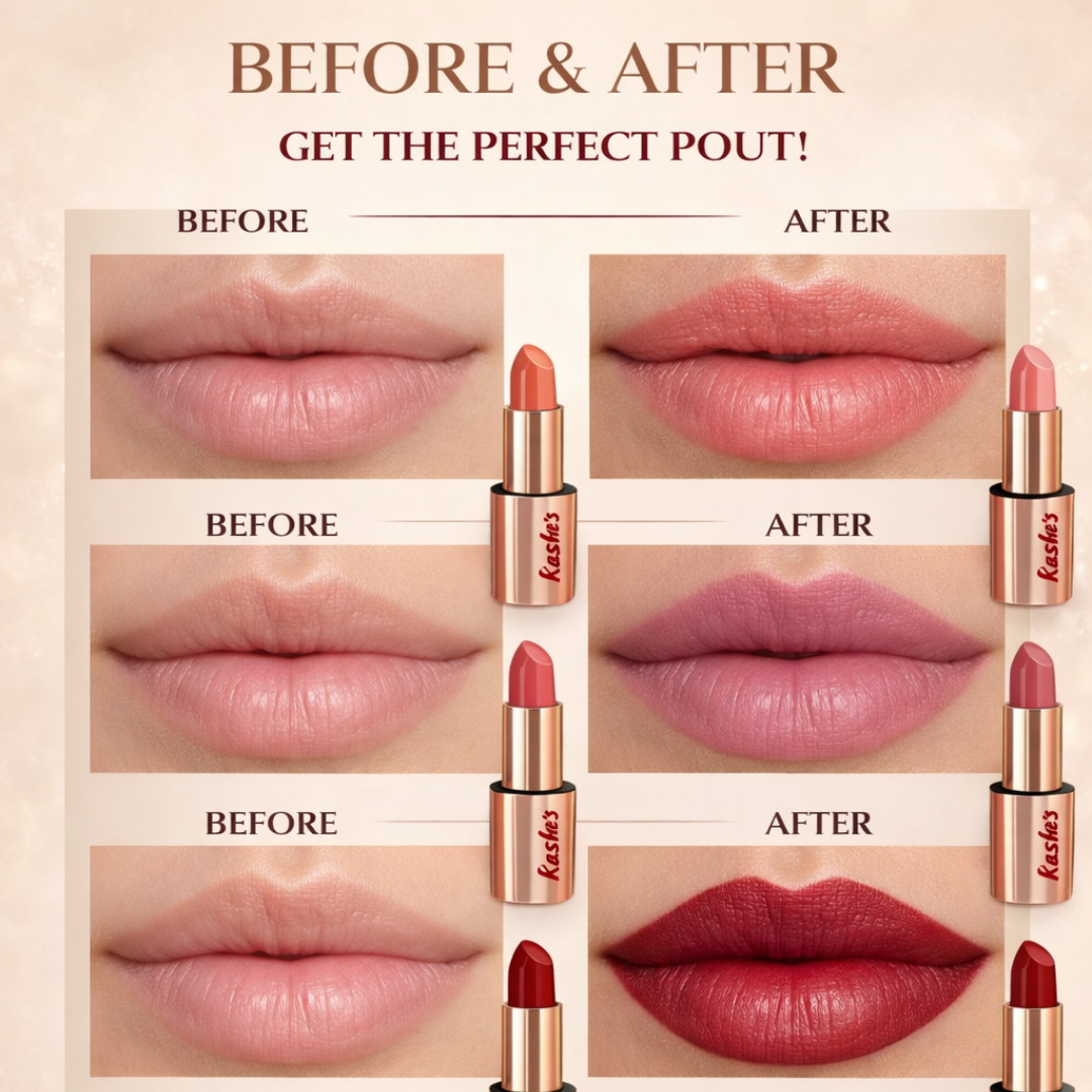 Kashe's Luxury Lipstick Collection | Rich Pigment, Smooth Hydration, Long-Lasting Wear