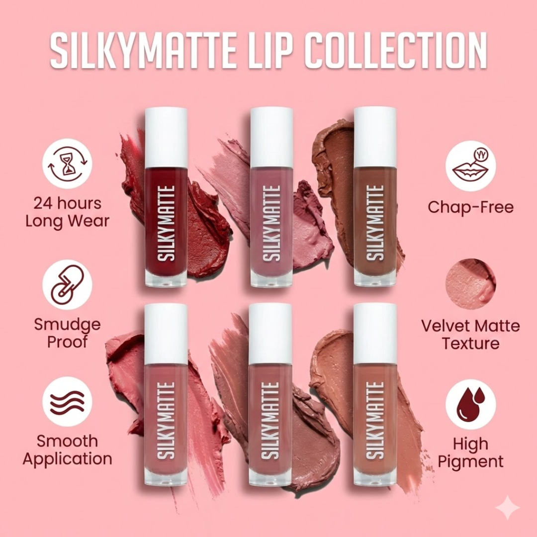 SilkyWhite Silky Matte Lipstick Trio Set | Pack of 3 Liquid Matte Lipsticks | Waterproof & Long Lasting