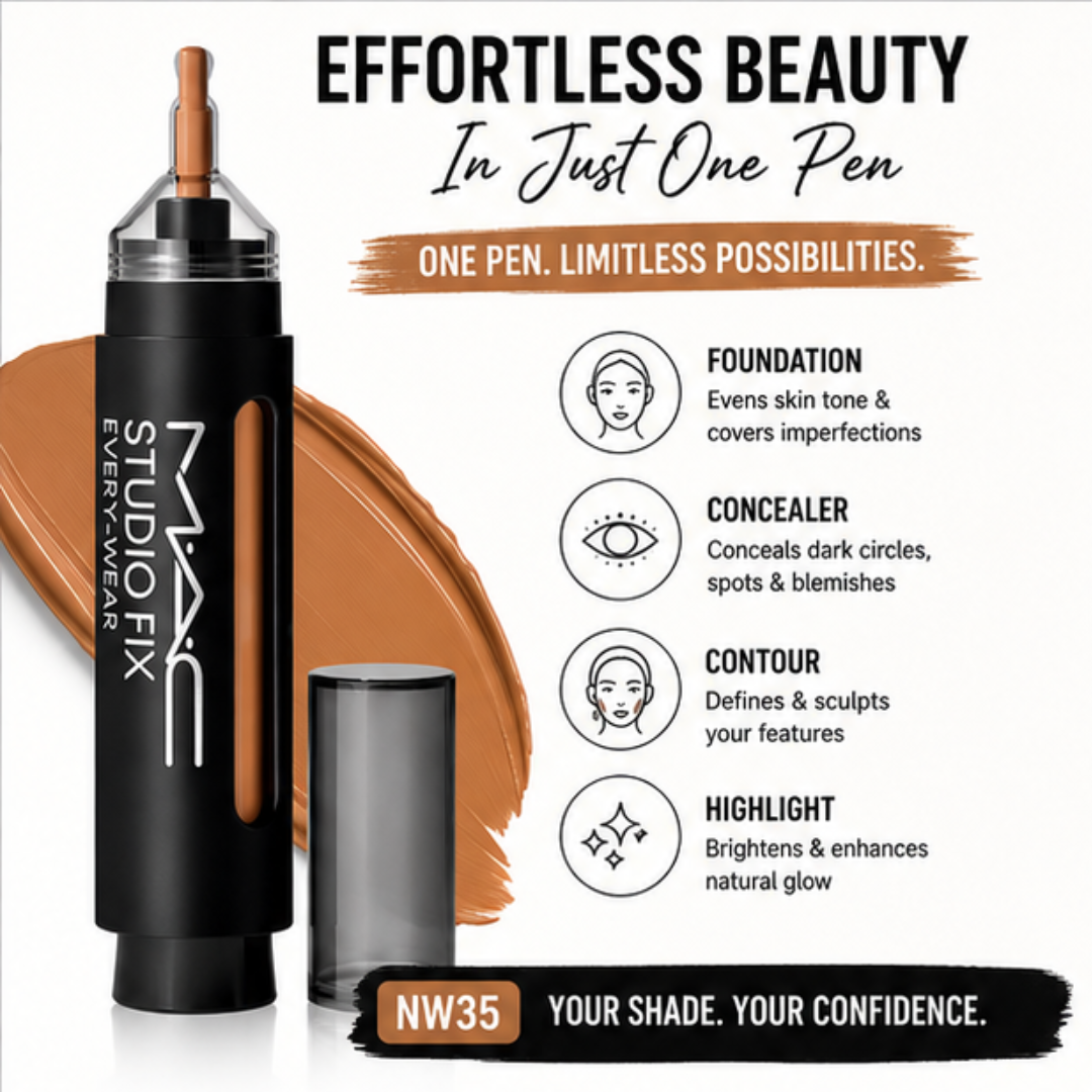 MAC Studio Fix Every Wear All Over Face Pen – High Coverage Foundation, Concealer & All Over Face Pen – All-in-One – 24HR Wear, Water & Sweat Resistant, Transfer Resistant – Natural Matte Finish