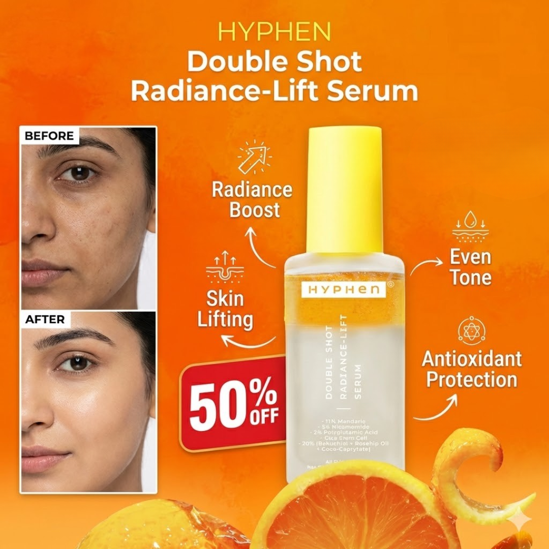 HYPHEN Double Shot Radiance-Lift Serum | Dual Phase Brightening + Collagen Booster | Reduces Fine Lines & Wrinkles
