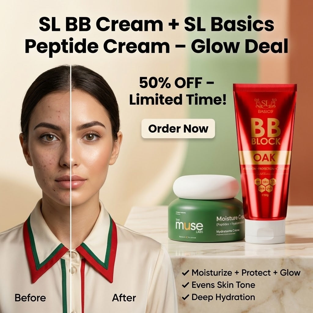 SL BB Cream and Muse Lab Peptide Cream – Hydrating, High-Coverage & Non-Cakey Finish