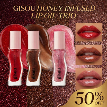 Gisou Honey Infused Revitalizing Lip Oil | Hydrating, Plumping & High-Shine Lip Treatment with Mirsalehi Honey (Pack of 3)