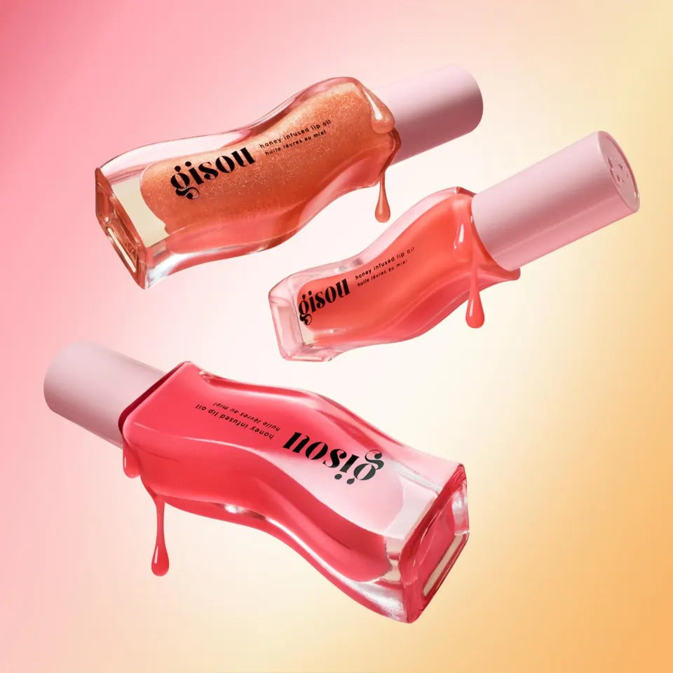 Gisou Honey Infused Revitalizing Lip Oil | Hydrating, Plumping & High-Shine Lip Treatment with Mirsalehi Honey (Pack of 3)