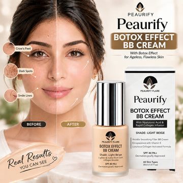 Peaurify Flare Botox Effect BB Cream – Light Beige Matte Finish – Anti-Aging Collagen Booster with SPF 40 PA+